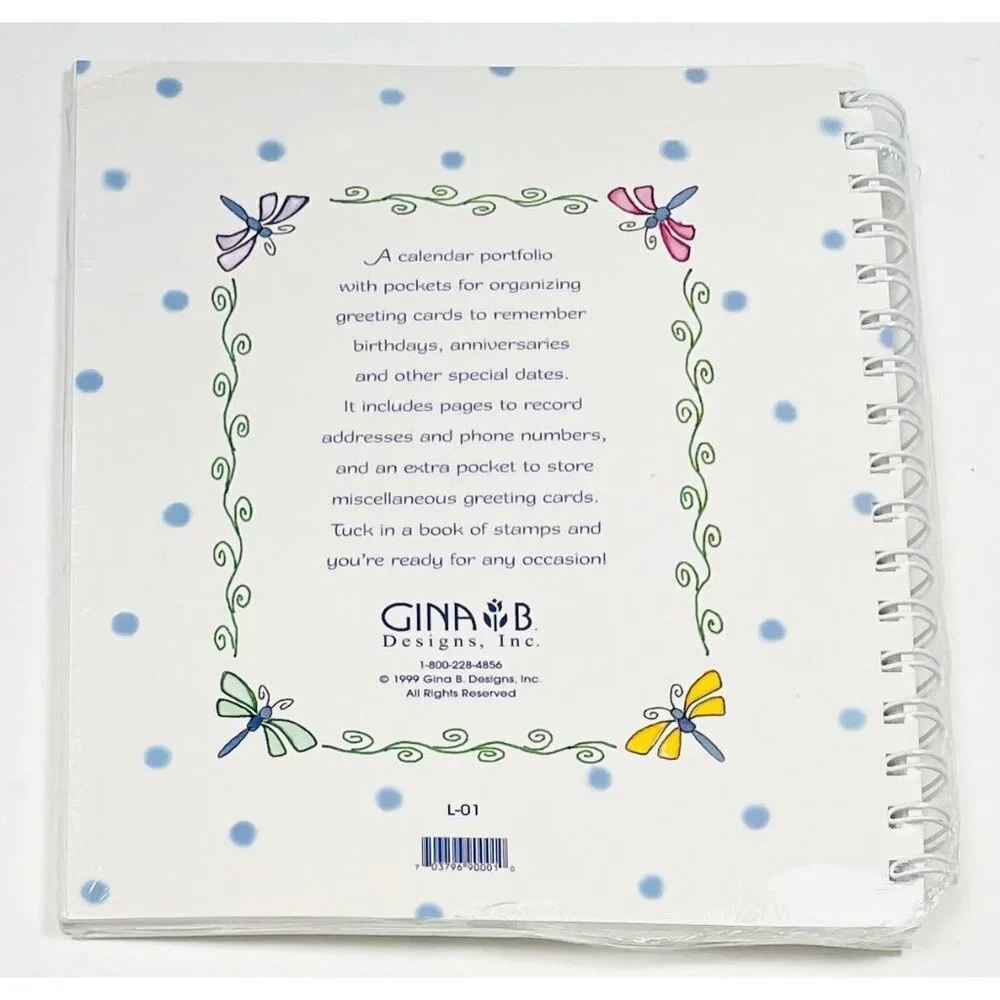 1999 Special Occasions to Remember GREETING CARD ORGANIZER Gina B Design NIP NEW